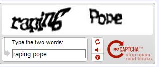 Funny Captcha - Raping Pope?