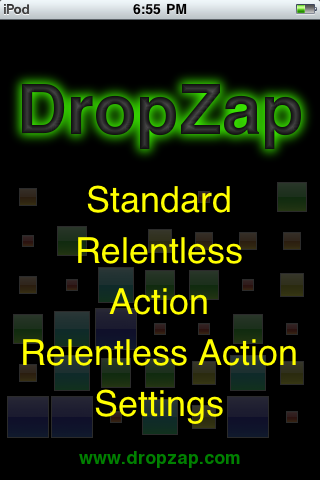 DropZap Menu Screen